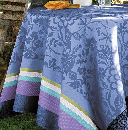 Nappe carrée provence bleu lavande 120×120 cm Le Jacquard Français