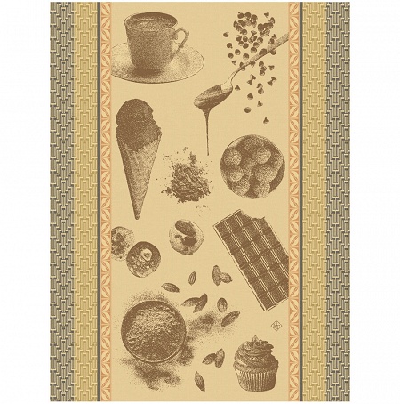 Torchon Choco­lats Recette Cacao 60×80 cm Le Jacquard Français